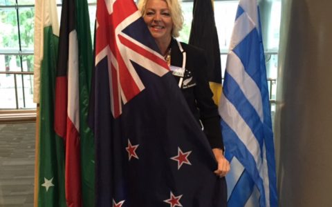 Draped in the New Zealand flag at Million Dollar Round Table Vancouver 2016.